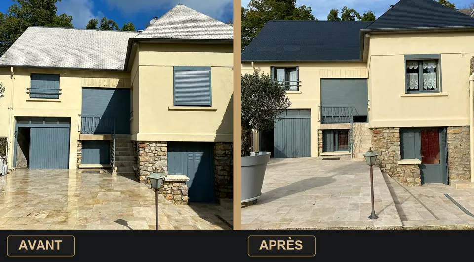 Avant et après rénovation de toiture de maison